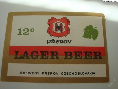 PIVNÍ ETIKETA - Lager Beer Přerov - 12°