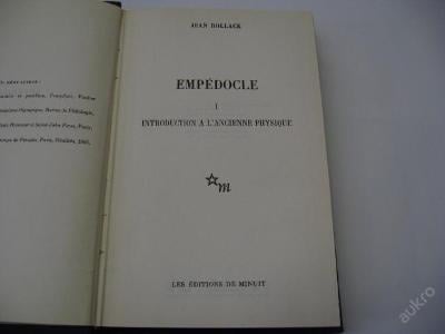 EMPÉDOCLE I. INTROD. A L'ANCIENNE PHYSIQUE  1965