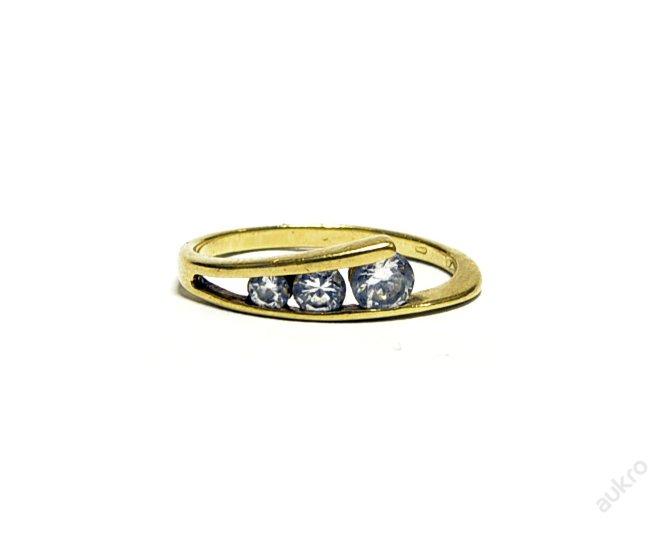 Zlatý dámský prsten se třemi zirkony AUBAZAR0072 - Starožitné šperky