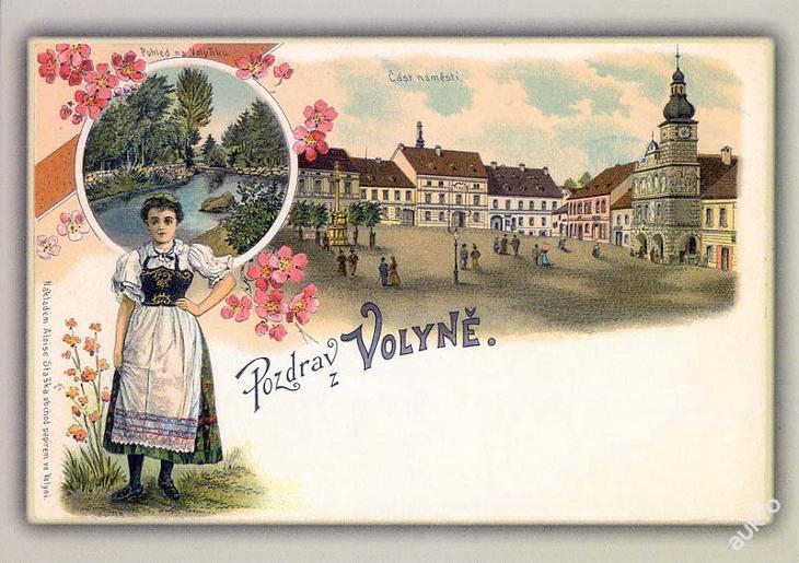 Volyně dívka náměstí / reprint pohlednice - Sběratelství