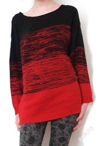 Oversized černo-červený ombré svetr