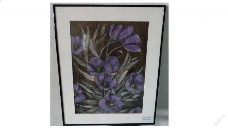 Obraz tulipány signace originál ELVIRA KORNHUBER 2001 /Fotky v textu - Umění