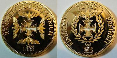 Aachen 1888 Reichsbank gold orel kříž
