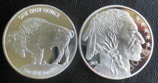 1oz silver BUFFALO indián 2013 postriebrená medaila replika - Zberateľstvo