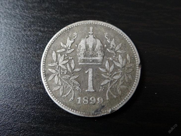 1 Corona 1899 - pěkná, hledaná, vzácnější, patina. - Numismatika