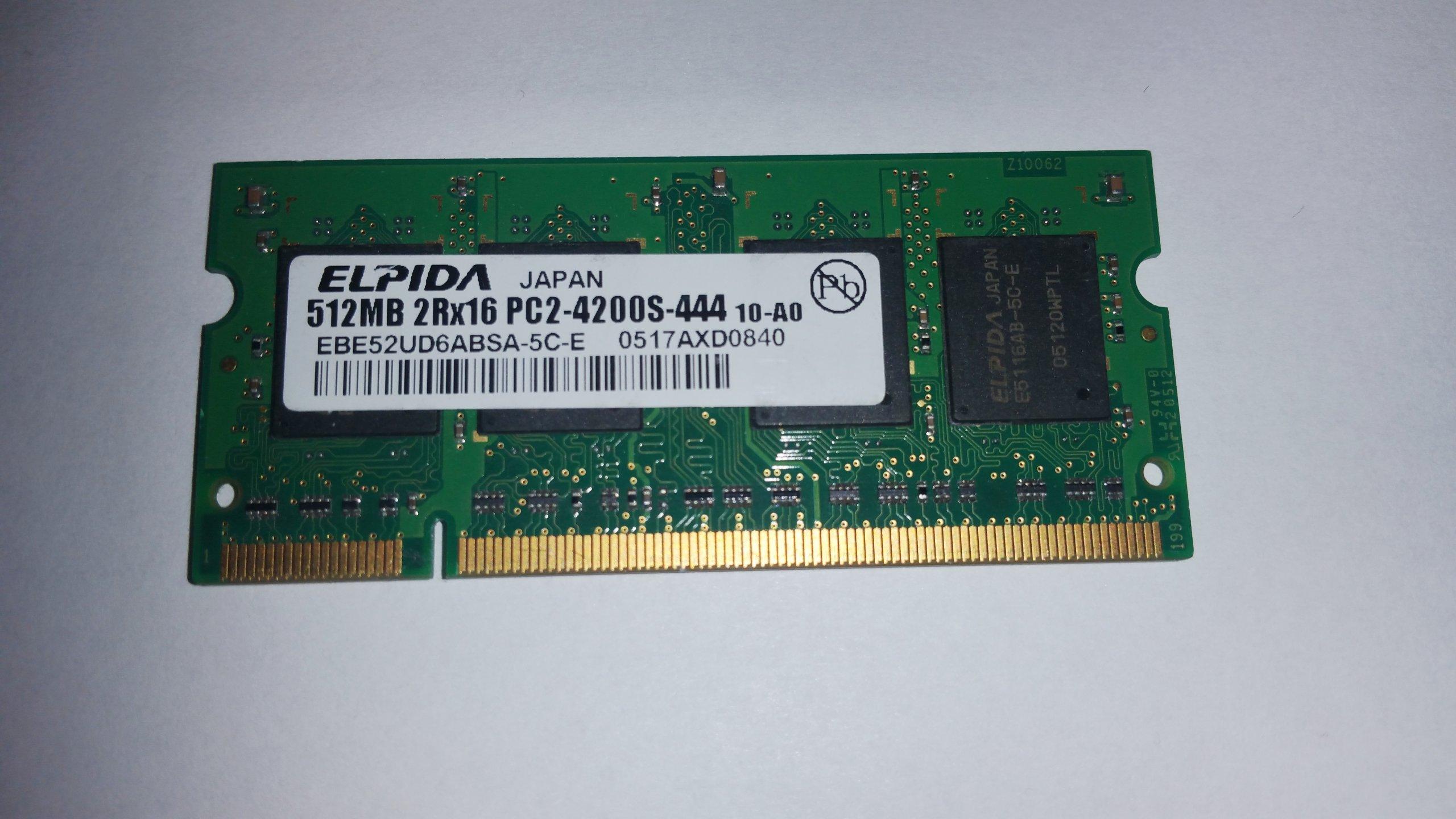 Pamět do NB Elpida 512MB DDR2 SO-DIMM 533Mhz - Notebooky, príslušenstvo