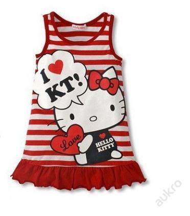 HELLO KITTY DIEVČENSKÉ LETNÉ ŠATY červeno-biele - Oblečenie pre deti