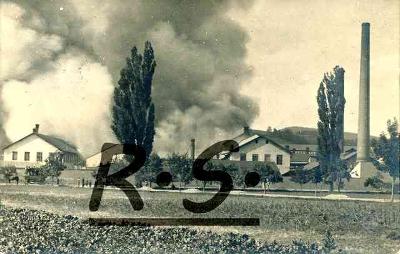 Letovice 1910 -  Blansko , požár tiskárna  /ža/