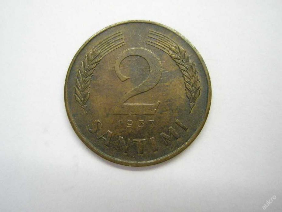 Lotyšsko 2 santimi 1937 vzácny - Numizmatika