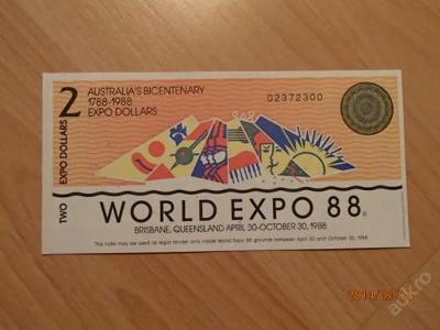 2 dollar world expo 1988 australie unc