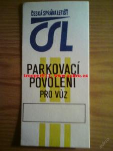 parkovací karta-povolení-ČSL- letiště Ruzyně-ČSA