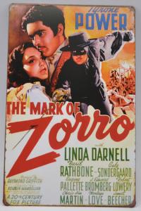 Retro film. cedule Zorro / 20x30 cm