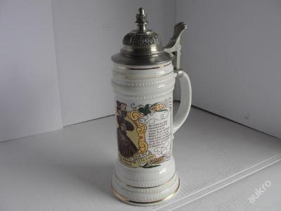Porcelánový, pivní korbel Herzog Wilhelm 1493-1590