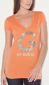 Oranžové tričko G by Guess s flitry vel.XS - 329kč - POSLEDNÍ KUS
