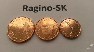 Slovinsko 2007 - Sada 1+2+5 Cent UNC