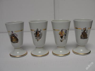 Porcelánové poháry Rokoko, Francie -4ks