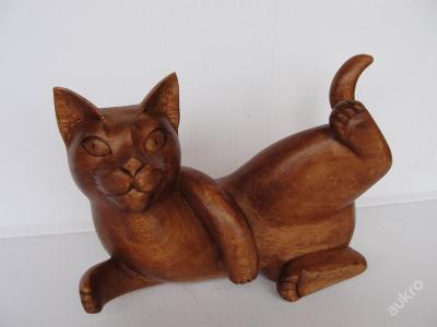 Starší, dřevěná kočka,socha-dekorace, původ Belgie.