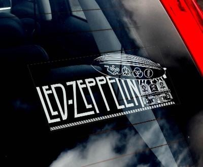 Led Zeppelin - samolepka na sklo auta Robert Plant Jimmy Page Zoso