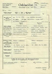 Oddací list  1940 - dokument
