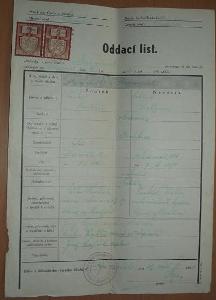 Oddací list 1940 - dokument
