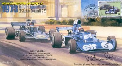 F1 - Ken Tyrrell - kopie/reprint Tyrrell FDC, foto 13x18 cm/2
