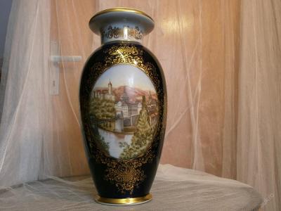 Velká luxusní váza- hrad Loket ,ruční malba