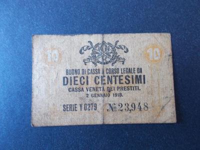 Itálie bankovka 10 Centesimi Lir deset dieci 1918