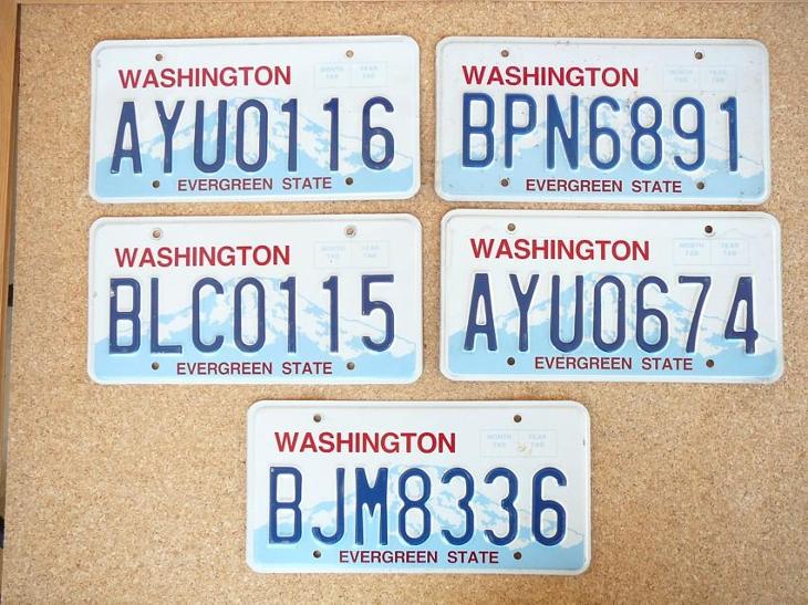 USA SPZ, 5x Washington originál... - Motoristické registrační značky