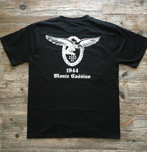 Monte Cassino 1944 - Černé bavlněné tričko velikost XL