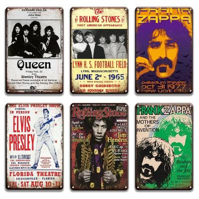 Queen / Zappa / Jimi Hendrix / Elvis Presley - dekorační kovová cedule
