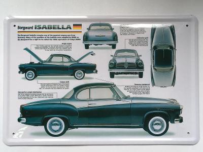nová plechová retro cedule Borgward Isabella 20x30cm