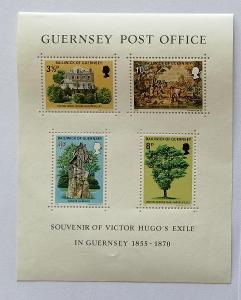 Guernsey 1975 - svěží aršík, pobyt Victora Huga na ostrově, umění