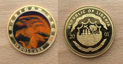 10 Dollars 2002 American Eagle (Libérie) Multicolor-Hologram