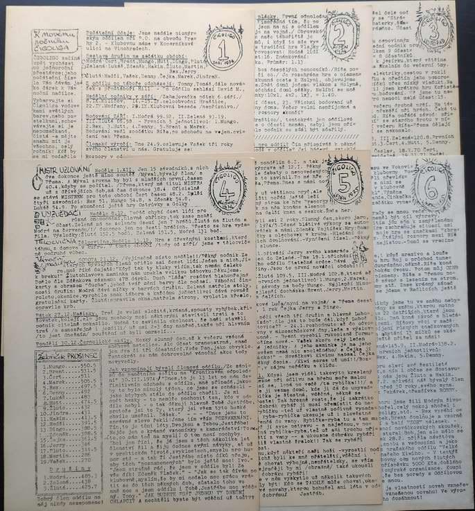 ČIGOLIGO oddílový časopis Dvojky 1974/75 č.1-6 originál J.Foglar