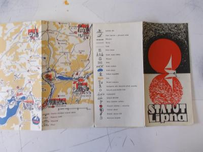 Starší mapa cestovní průvodce bedekr přehrada Lipno lodě 