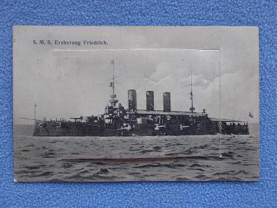 Armáda námořník křižník Friedrich I.světová válka Unikát leporelo Aleš