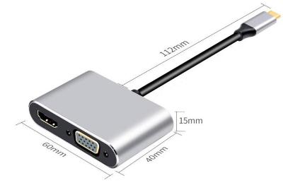 NOVÝ video adaptér konektoru USB Type C na HDMI nebo SVGA (VGA)