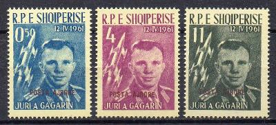 Albánie-J.A.Gagarin 1961**  Mi.647a-649a/červený přetisk/  90 €