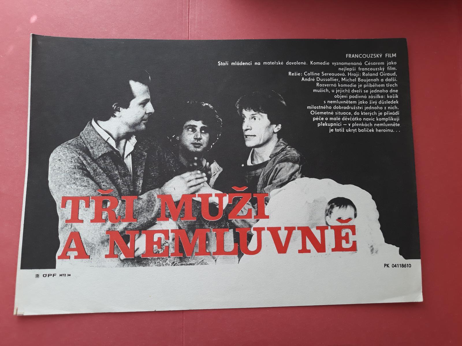 Tři muži a nemluvně - filmový plakát 29 x 20,7 cm - Starožitnosti a umění