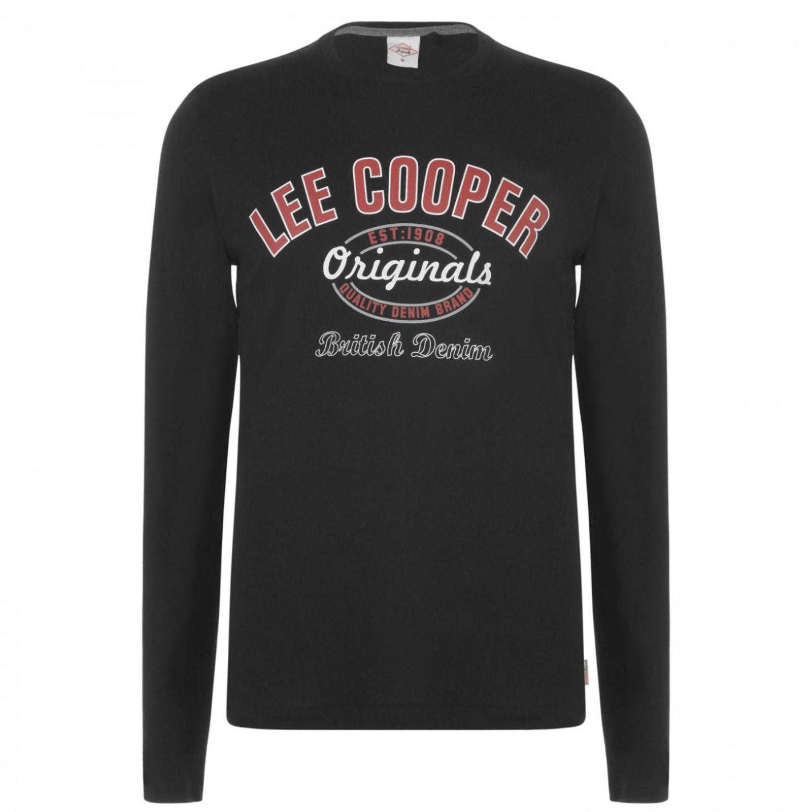 Pánske čierne tričko LEE COOPER, dlhý rukáv, veľkosť 4XL (XXXXL) - Pánske oblečenie