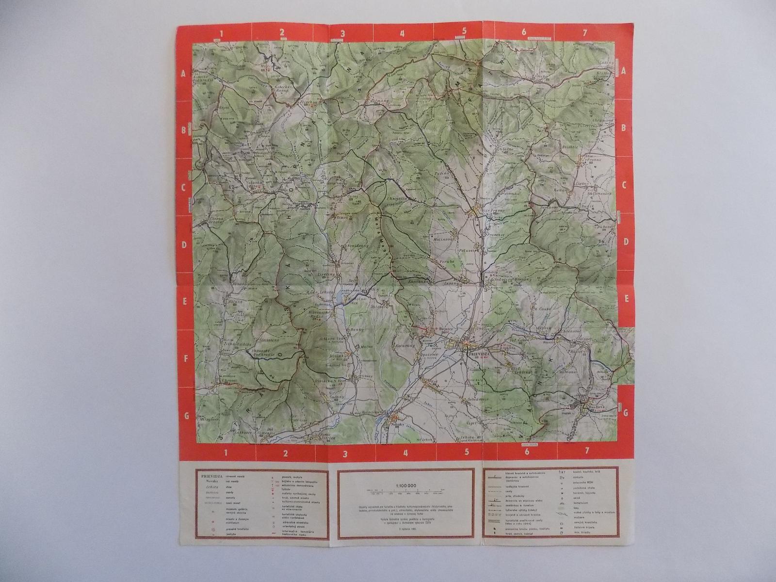 STARÁ MAPA Č.4- SLOVENSKO - HORNÉ PONITRIE,39 X 44 CM,1961 - Mapy a veduty Evropa