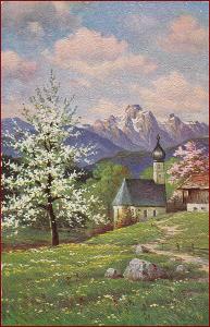 Degi nr. 1273 (olejovka) * kostel, hory, krajina, alpský motiv * M3924