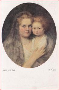 Žena * matka, děti, portrét, umělecká, sign. Feraris * M4323