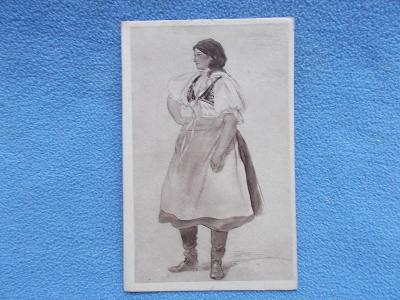 Pohlednice malíř Mánes Krojová studie žena 