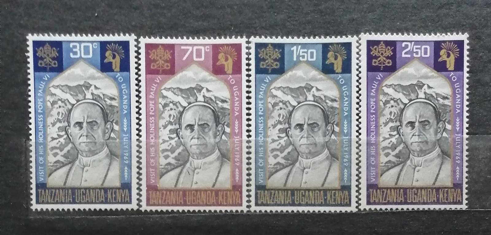 Keňa, Uganda & Tanzánia 1969 - komplet, návšteva pápeža Pavla VI. - Filatelia