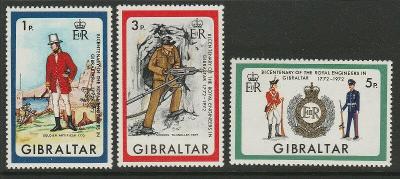 Gibraltar 1972 - komplet,  výročí královských inženýrů, armáda