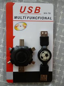 USB navíjecí kabel s šesti adaptéry - redukcemi, mobily, fotoaparáty