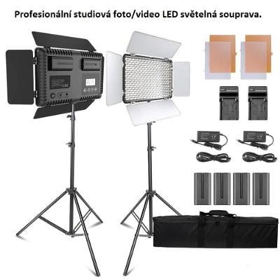 Studiová regulovatelná profesionální LED foto/video světelná souprava 