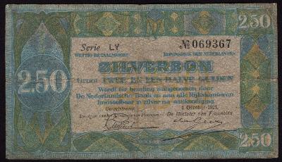 HOLANDSKO ZILVERBON 2,50 Gulden LY 1927
