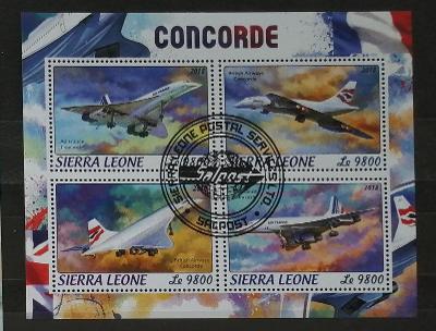 Sierra Leone 2018 - CTO aršík, letadla Concorde, doprava